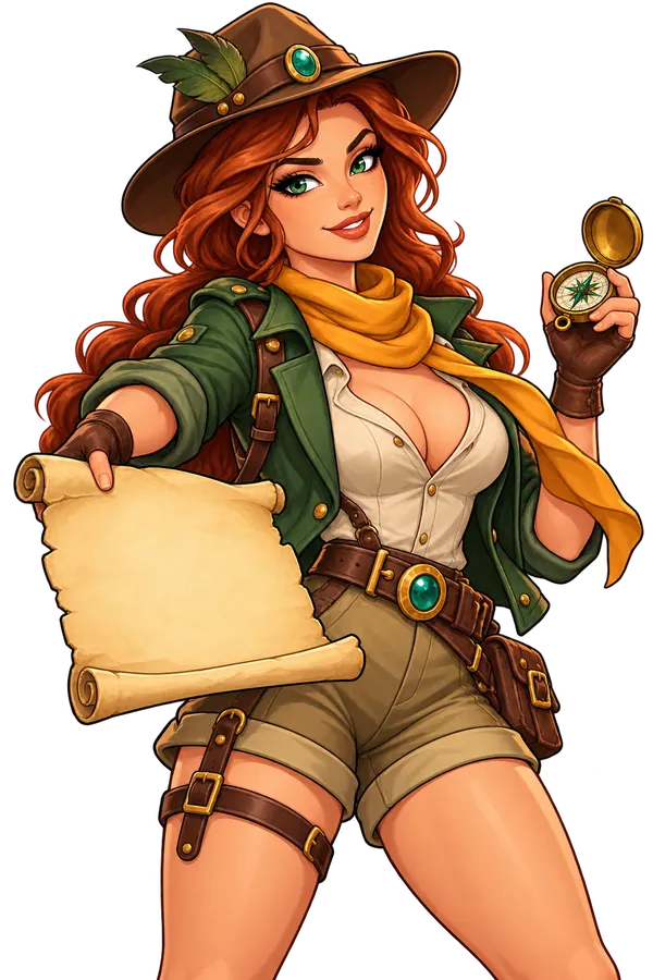 Cat Wilde and the Incan Quest temalı Cat Wilde, kayıt formunu temsil eden boş bir parşömen gösteriyor