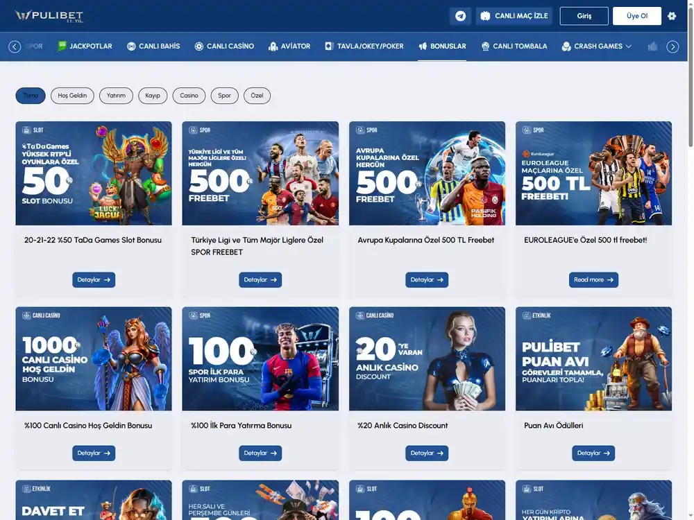 PuliBet xush kelibsiz bonusi shartlari: minimum 250 TRY, hisoblash 100%, chegara 2 500 TRY va bonus aylanmasi 10×
