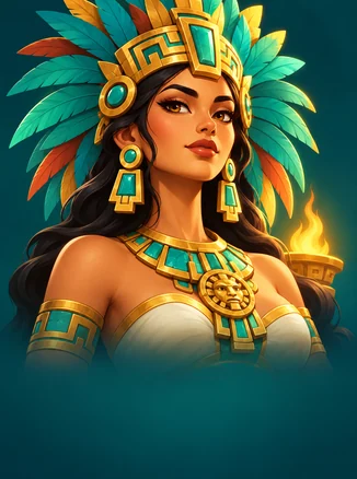 Aztec Fire 2 — feruza va oltin bosh kiyimdagi atstek malikasi