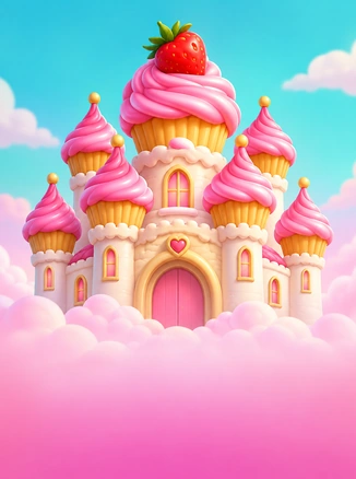 Candy Palace — qulupnayli pushti keksdan qurilgan ertaknamo saroy